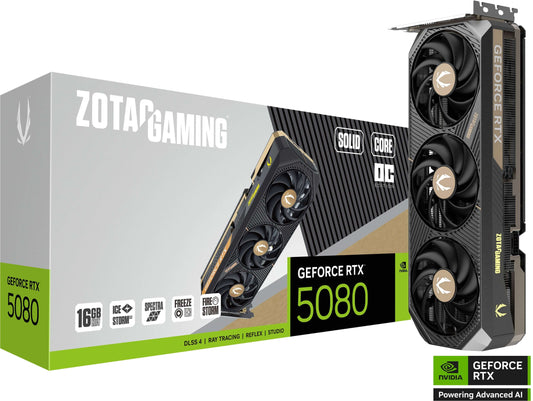 Zotac GeForce RTX 5080 SOLID CORE OC ZT-B50800J2-10P 16GB GDDR7 256-Bit PCIe 5.0 Desktop Graphics Card